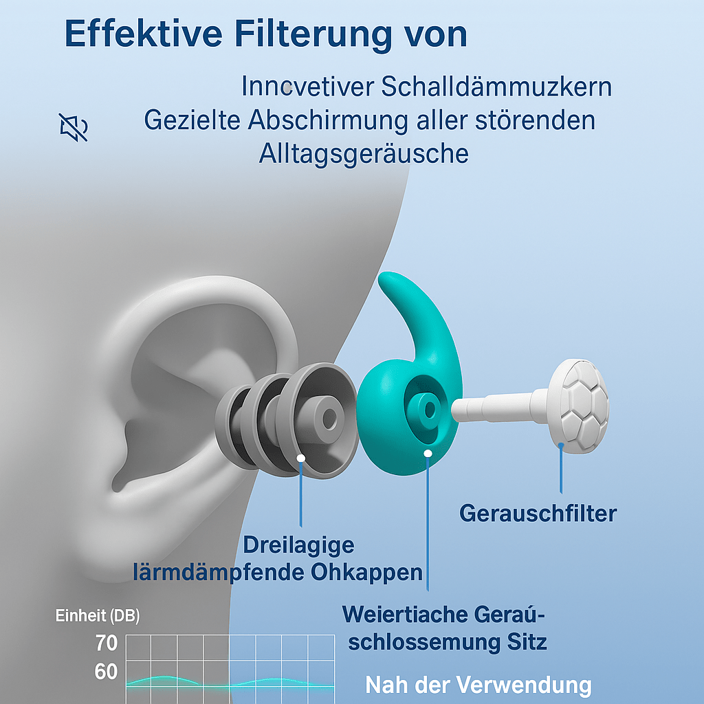 3 - Lagen Ohrstöpsel – Ruhige Nächte - Earplugs Prime