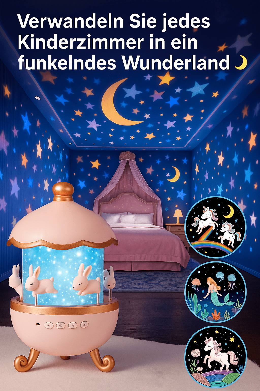 🌙 DREMO™ – Magischer Sternenprojektor mit Musik & 360° Rotation für Kinderträume - Earplugs Prime