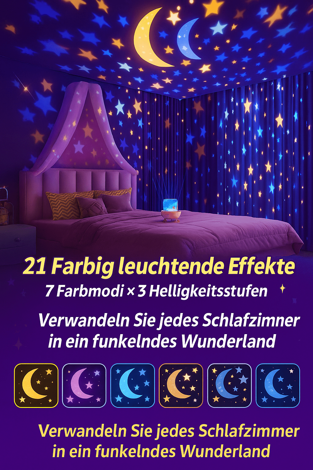 🌙 DREMO™ – Magischer Sternenprojektor mit Musik & 360° Rotation für Kinderträume - Earplugs Prime