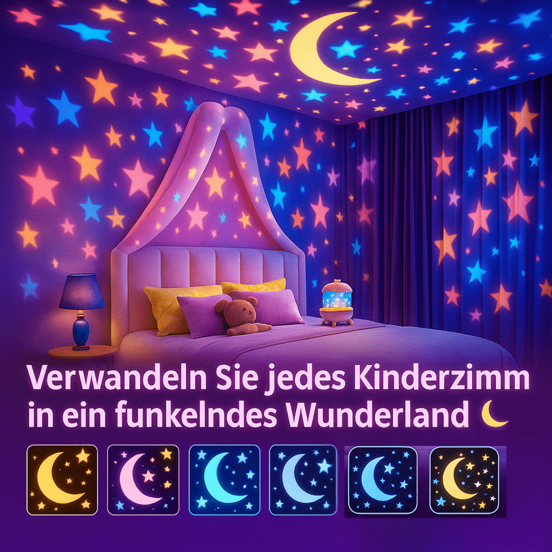 🌙 DREMO™ – Magischer Sternenprojektor mit Musik & 360° Rotation für Kinderträume - Earplugs Prime